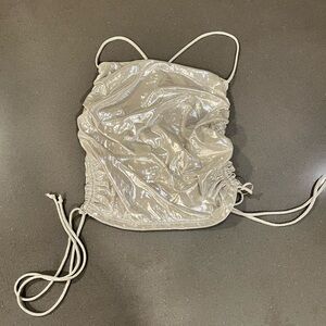 Fashion Nova Silver Drawstring Crop Top